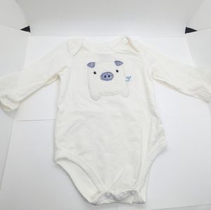 First impressions 0-3 months white pig baby body suit